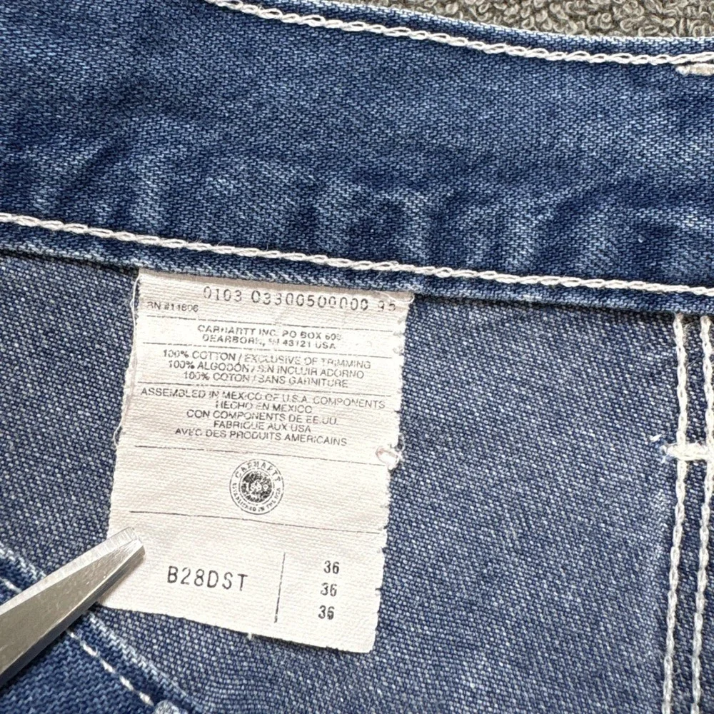 Vintage Carhartt Jean Shorts Mens Size 36 Blue Denim Carpenter Jorts Y2K B28DST